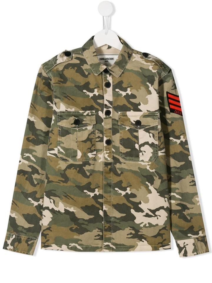 Zadig & Voltaire Kids Camouflage Print Shirt - Green
