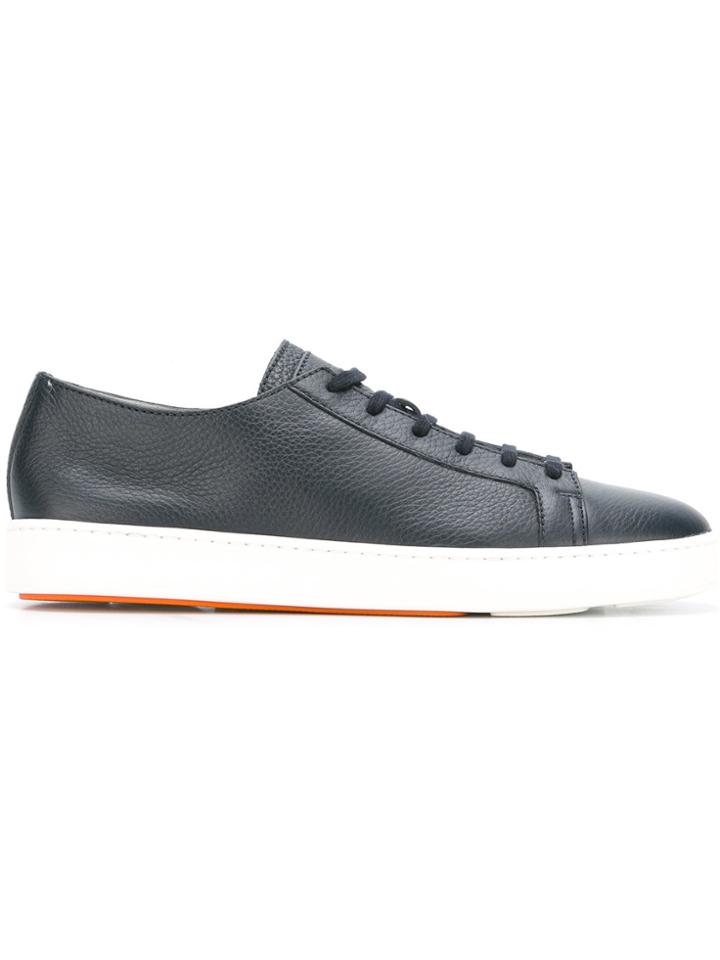 Santoni Grained Lace Up Trainers - Blue