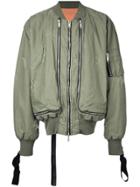 Unravel Project Multiple Zips Bomber Jacket - Green