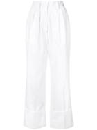 Msgm Fold-up Hem Trousers - White