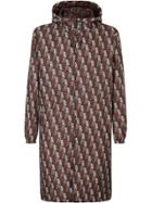 Fendi Wave Logo Print Raincoat - Brown
