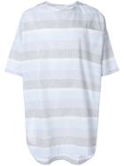 House Of The Very Islands Striped Oversized Cropped Sleeve Tee - Blue