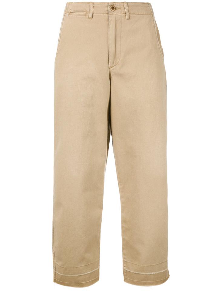 Polo Ralph Lauren - Cropped Trousers - Women - Cotton - 10, Nude/neutrals, Cotton