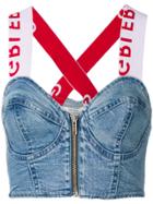 Grlfrnd Contrast Strap Denim Bustier - Blue