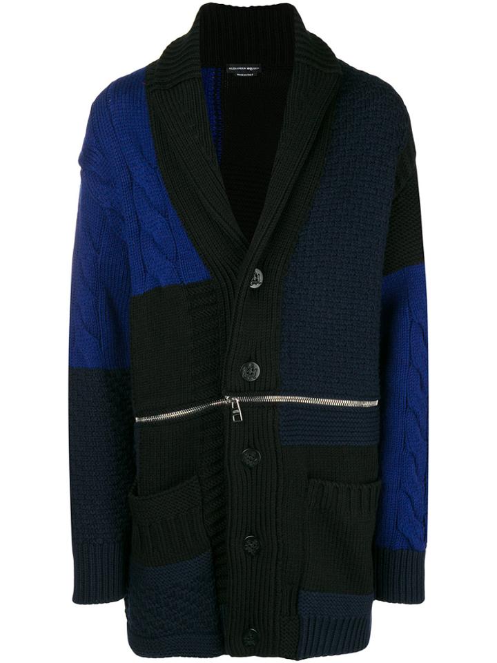 Alexander Mcqueen Chunky Knit Buttoned Coat - Black