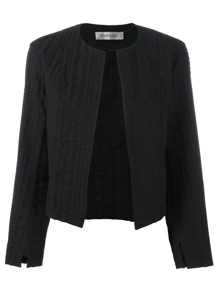 Sportmax - Textured Cropped Jacket - Women - Cotton/ramie/spandex/elastane - 40, Black, Cotton/ramie/spandex/elastane
