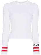 Valentino Knitted Ribbed Striped Cuff Top - White