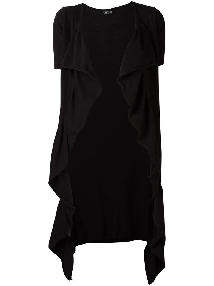Twin-set - Short Sleeve Cardigan - Women - Cotton - Xs, Black, Cotton