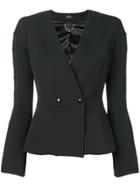 Elisabetta Franchi Leather Trim Blazer - Black