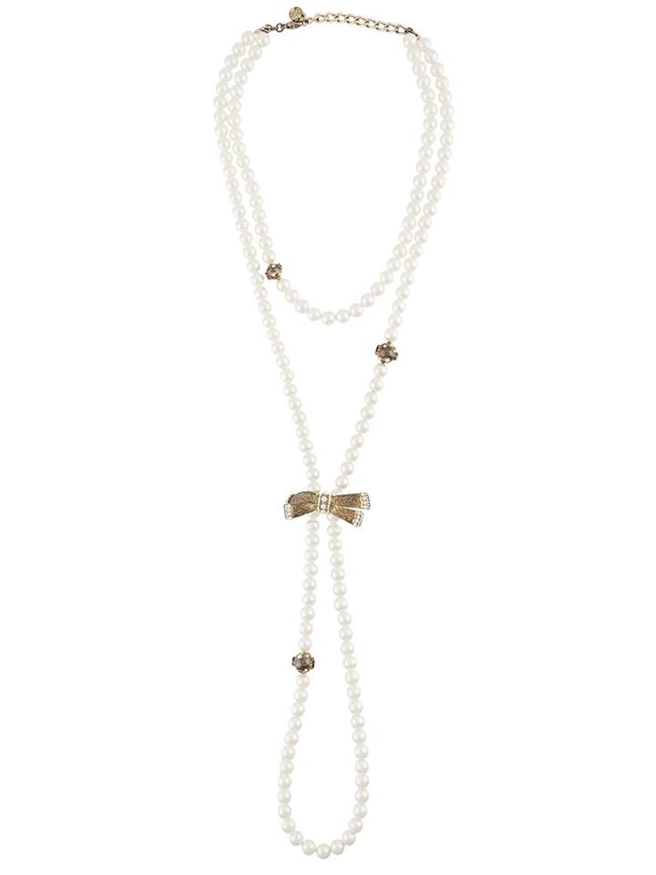 Chanel Vintage Bow Detail Faux Pearl Sautoir