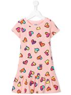 Moschino Kids Heart Print Dress, Girl's, Size: 10 Yrs, Pink/purple