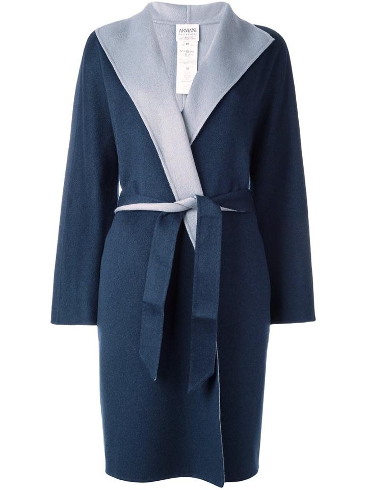 Armani Collezioni Contrast Lapel Wrap Coat