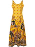 William Vintage Geometric Print Midi Dress - Yellow