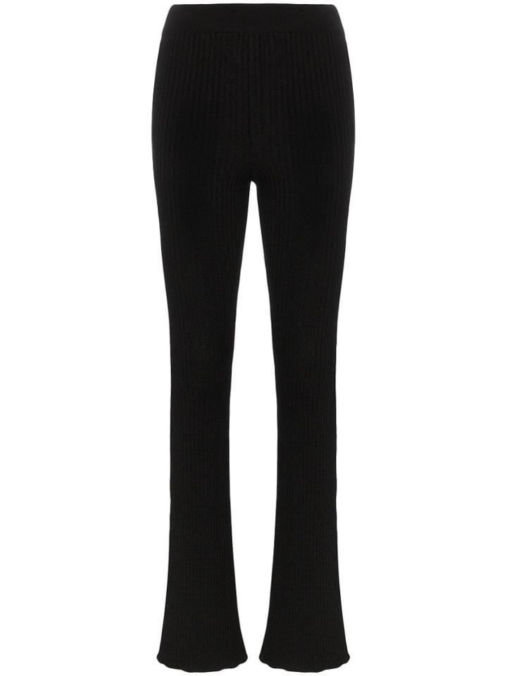 Loewe High-waisted Knitted Flare Trousers - Black