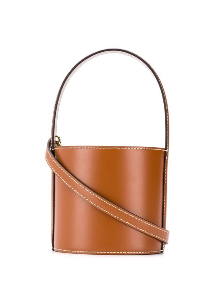 Staud Contrast Stitch Bucket Bag - Brown