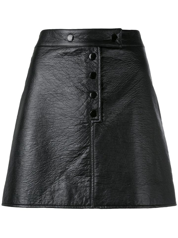 Buttoned Mini-skirt - Women - Cotton/polyurethane/acetate/cupro - 40, Black, Cotton/polyurethane/acetate/cupro, Courrèges