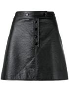 Buttoned Mini-skirt - Women - Cotton/polyurethane/acetate/cupro - 40, Black, Cotton/polyurethane/acetate/cupro, Courrèges