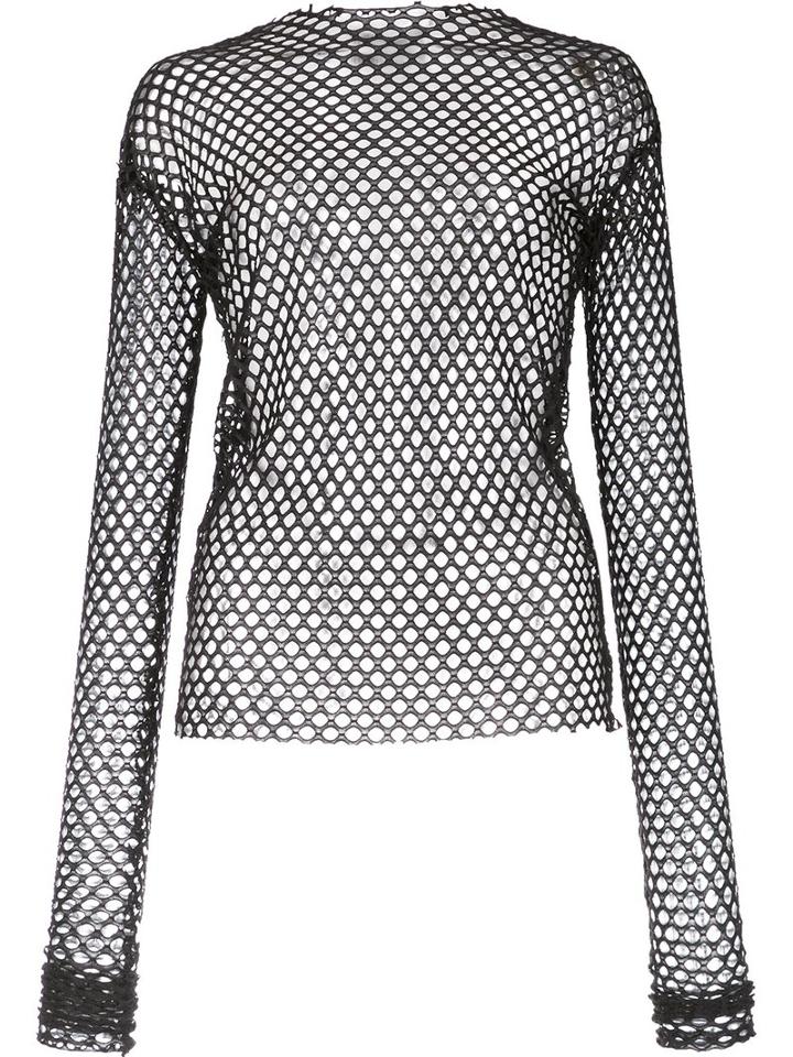 Les Animaux Stretch Mesh Top, Women's, Size: 42, Black, Polyester/spandex/elastane