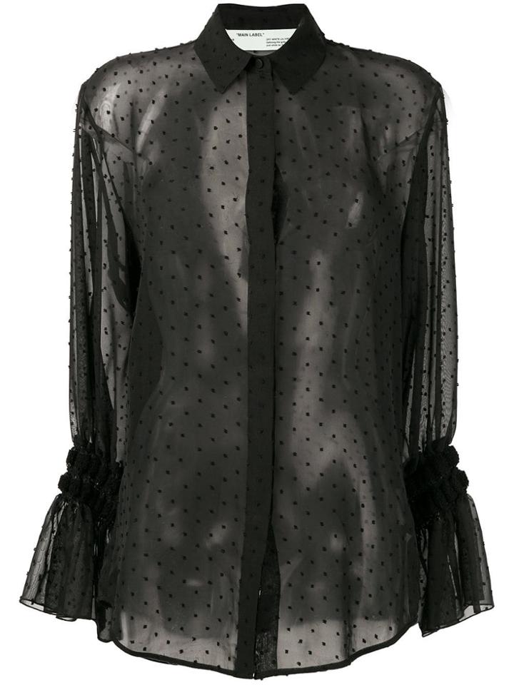 Off-white Semi-sheer Spotted Blouse - Black