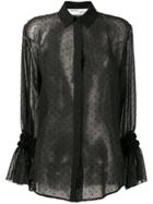 Off-white Semi-sheer Spotted Blouse - Black