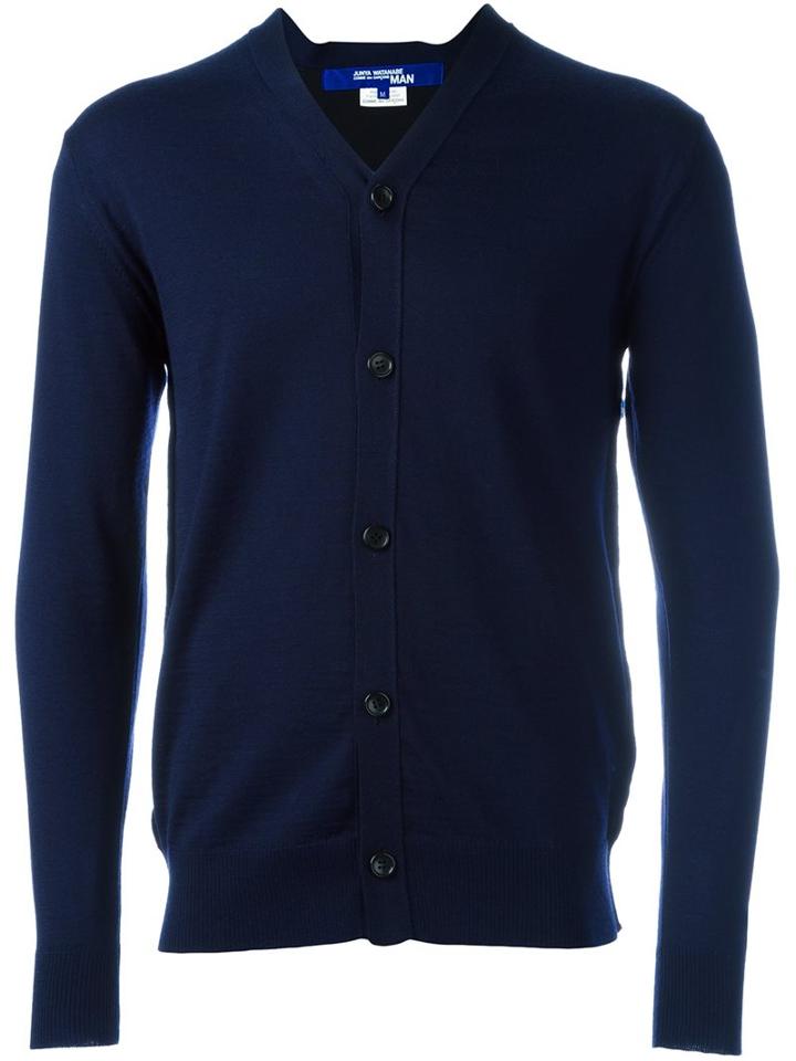 Junya Watanabe Comme Des Garçons Man Buttoned Cardigan, Men's, Size: Medium, Blue, Polyester/wool