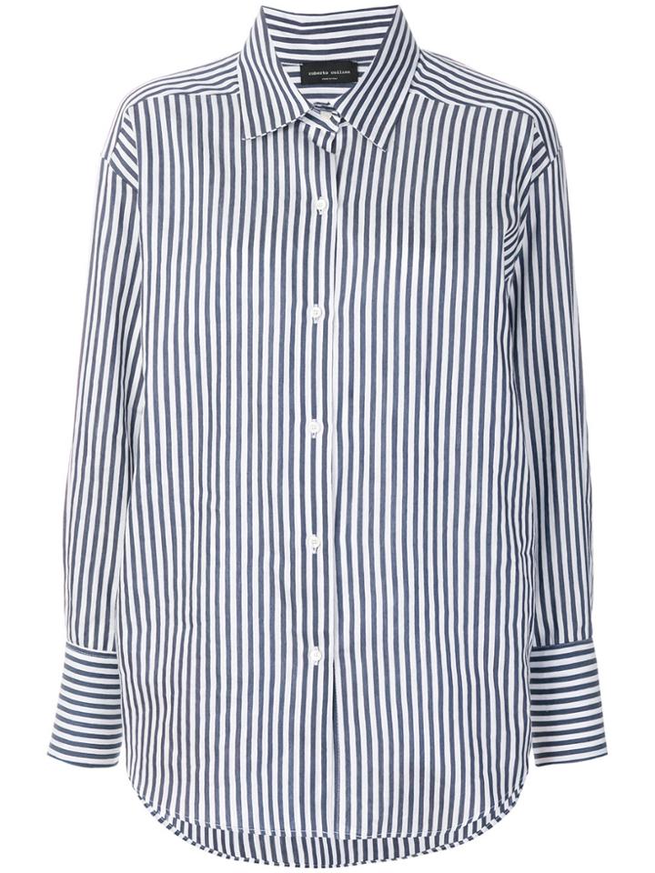 Roberto Collina Striped Long-sleeve Shirt - Blue
