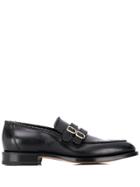 Santoni Double Buckle Loafers - Black