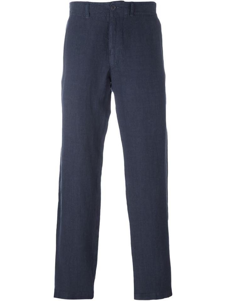 Corneliani Straight Leg Trousers, Men's, Size: 48, Blue, Linen/flax/cotton