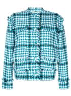 Msgm Houndstooth Pattern Jacket - Blue