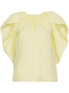 Rosie Assoulin Cape Silk Jacquard Top - Yellow