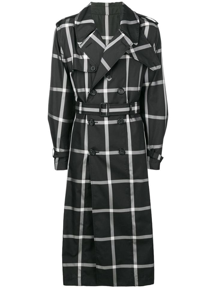 Alexander Mcqueen Check Print Trench Coat - Black
