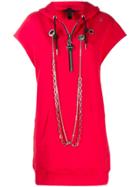 Diesel Chain Embellished Hoodie - Red