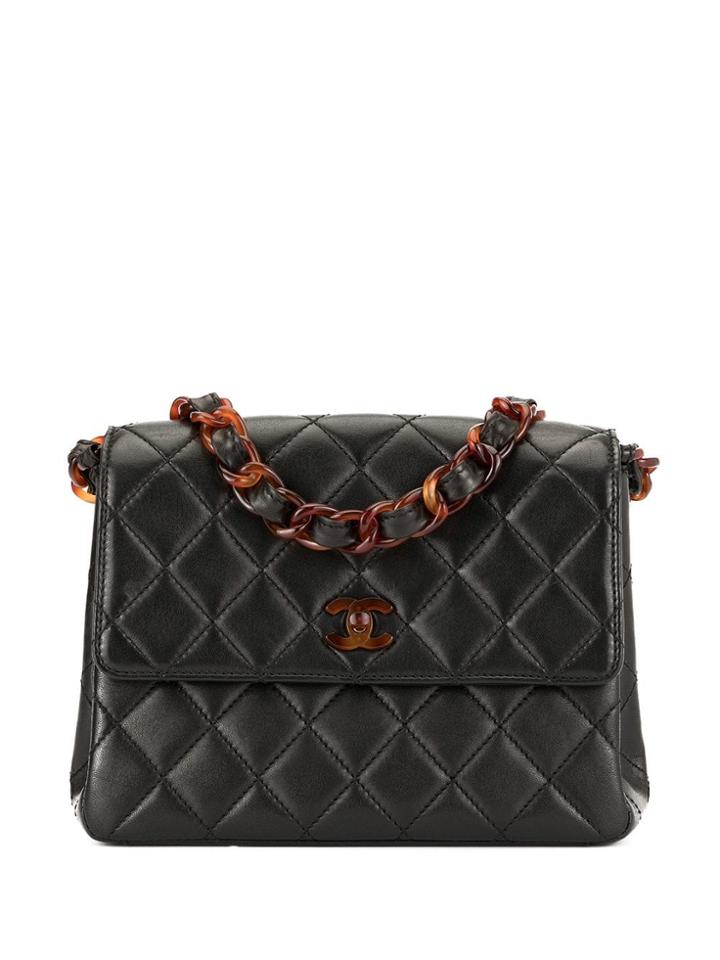 Chanel Vintage Cc Logos Plastic Chain Shoulder Bag - Black