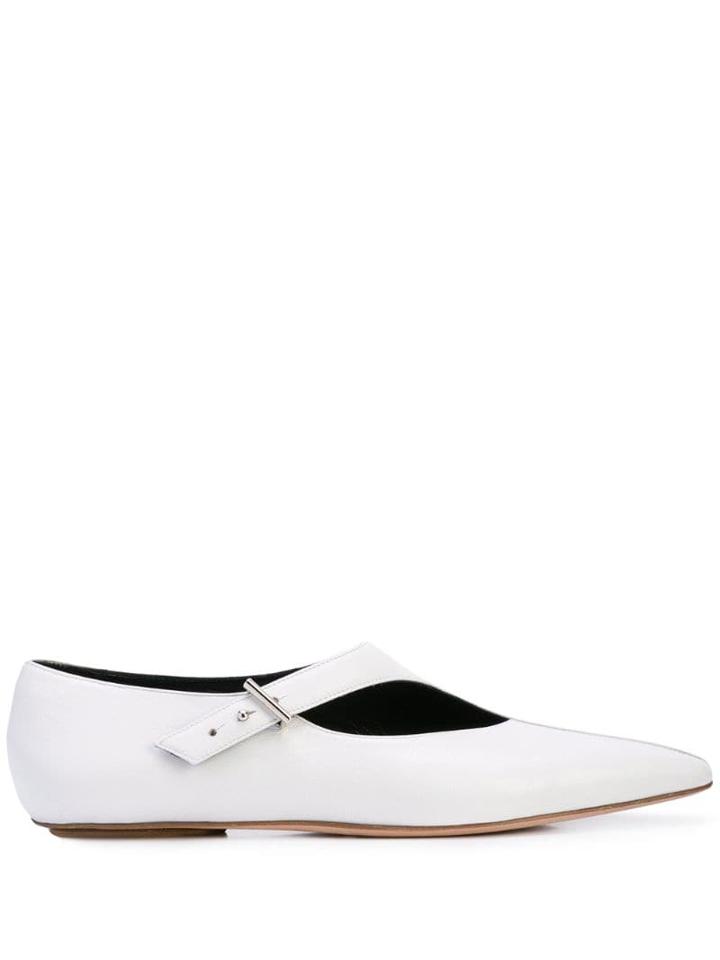 Rosetta Getty Asymmetric Strap Ballerina Shoes - White