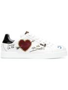 Dolce & Gabbana Printed Embellished Sneakers - White