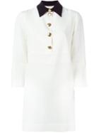Marni Contrasted Collar Shirt Dress, Women's, Size: 38, White, Silk