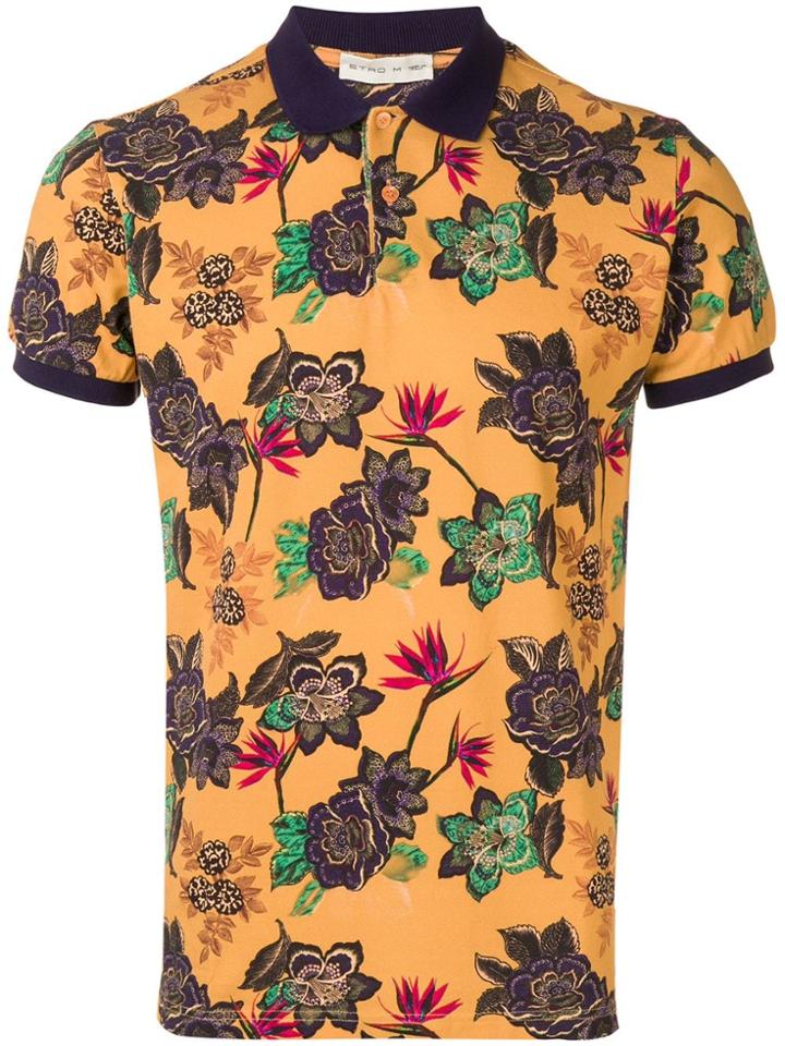 Etro Floral Print Polo Shirt - Orange