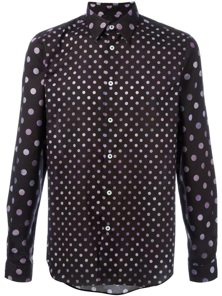 Ps Paul Smith Polka Dot Print Shirt, Men's, Size: S, Black, Cotton