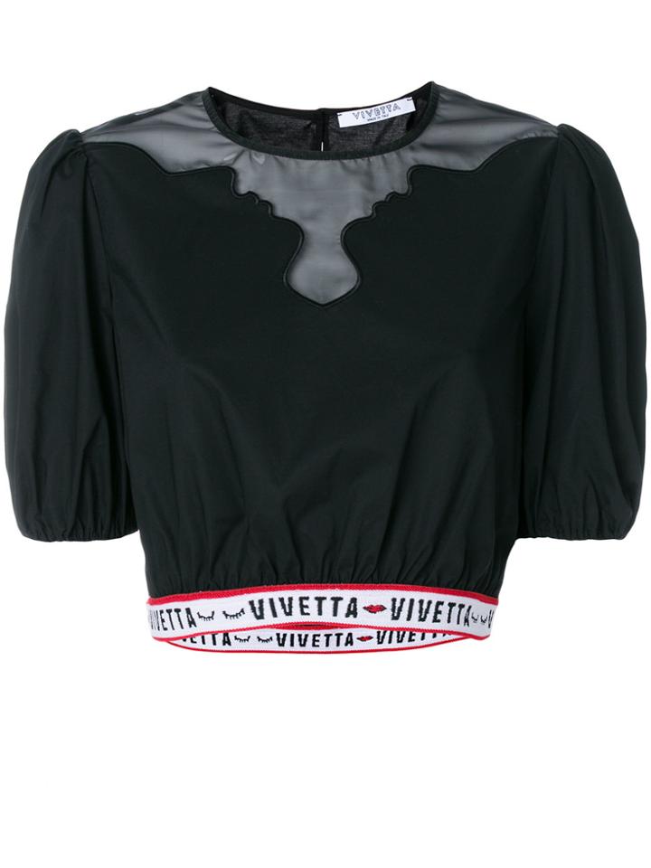 Vivetta Cropped Cut Out Face Top - Black