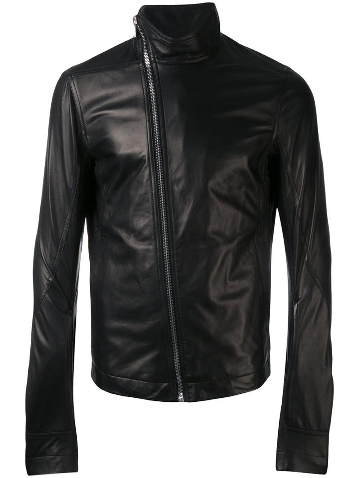 Rick Owens - Asymmetric Zip Jacket - Men - Lamb Skin/cupro - 54, Black, Lamb Skin/cupro