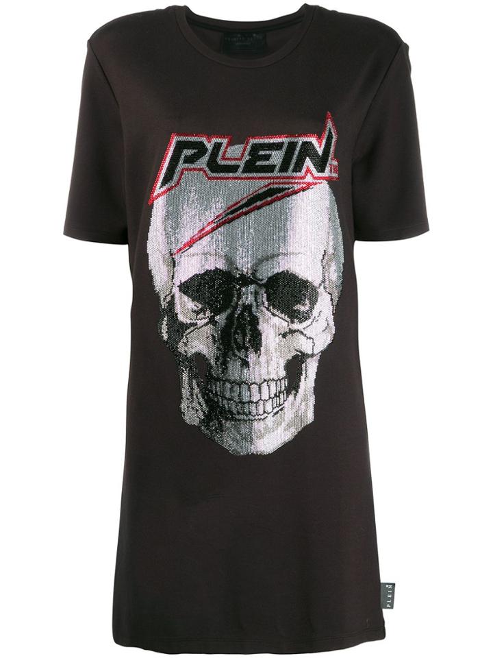 Philipp Plein Skull Print T-shirt Dress - Black