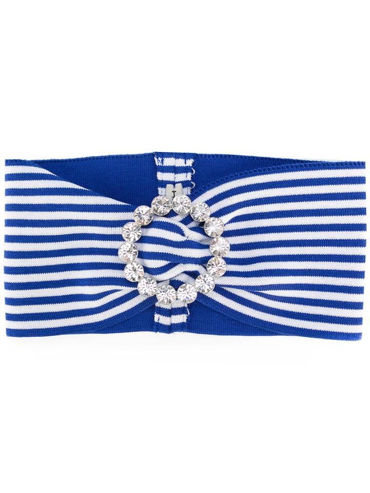 Alessandra Rich - Striped Headband - Women - Cotton/polyester/spandex/elastane - One Size, Blue, Cotton/polyester/spandex/elastane