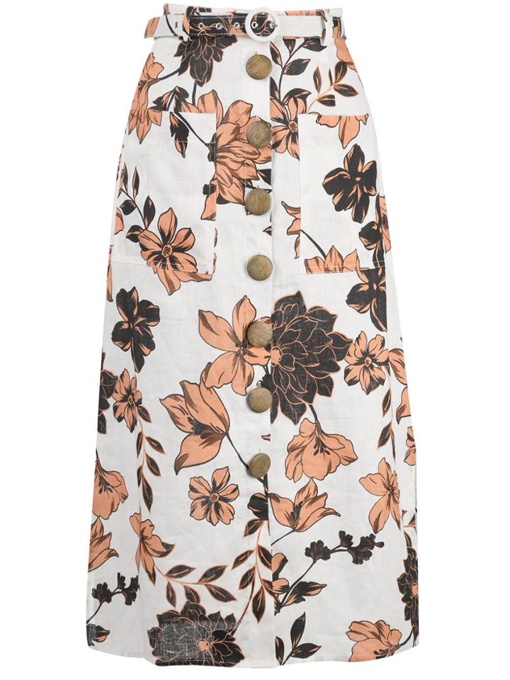 Nicholas Floral Print Skirt - White