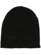Palm Angels Ribbed Embroidered Logo Beanie, Men's, Black, Acrylic