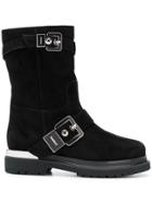 Baldinini Silver Buckled Boots - Black