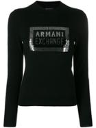 Armani Exchange Sequin Logo Jumper - Black