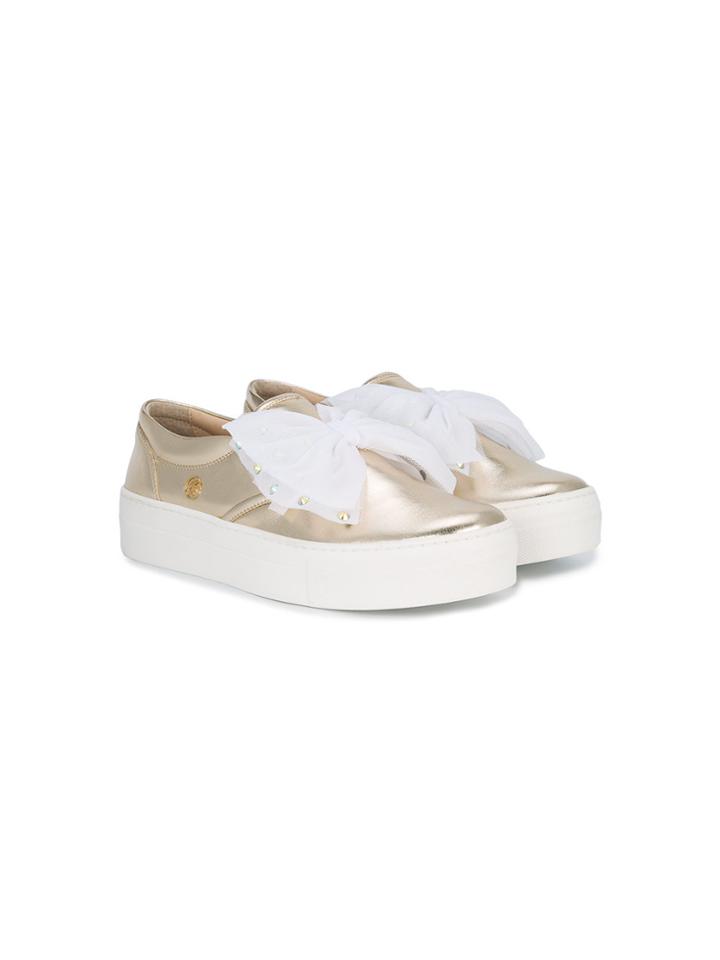Miss Blumarine Chiffon Bow Sneakers - Metallic