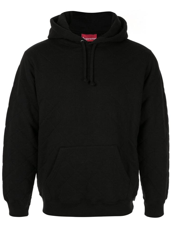 Supreme Quilted Hooded Sweatshirt Fw18 - Black