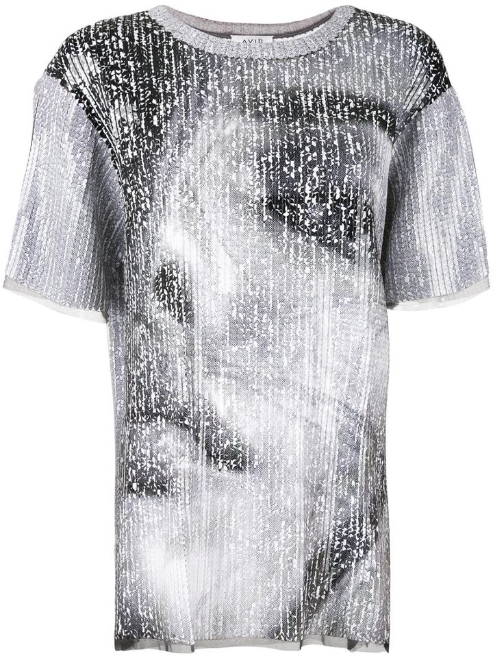 Aviù - Sequin Photo Print T-shirt - Women - Polyamide/polyester/viscose - 42, Black, Polyamide/polyester/viscose