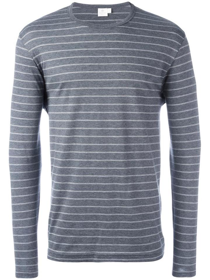 Sunspel Striped T-shirt, Men's, Size: Large, Grey, Cotton